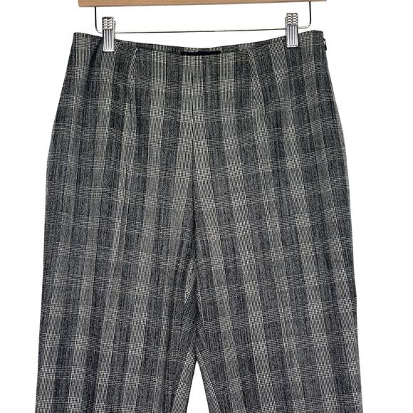 PIAZZA SEMPIONE Italy Glen Check Plaid Audrey Pants Gray Womens 8 Office Preppy - Picture 8 of 9